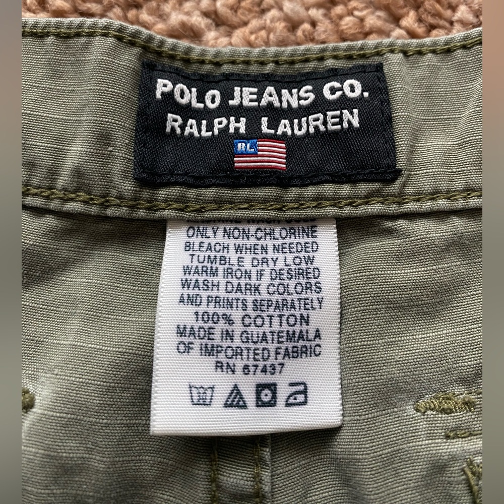Y2K Polo Jeans Co Ralph Lauren Military Style Army Green Women’s Shorts 6 VTG - Picture 5 of 8